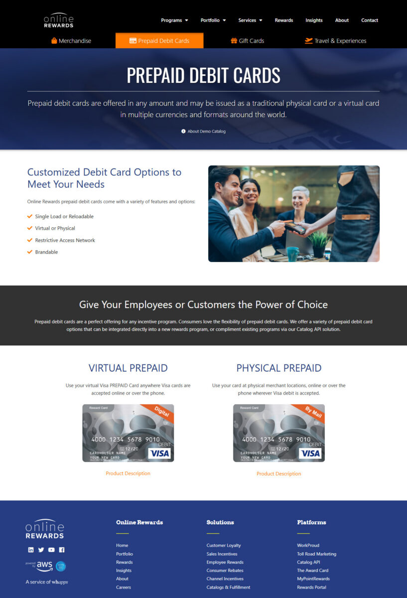 Global Rewards Catalog Demo - Prepaid Debit Cards